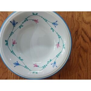 Savoir Vivre Portofino Blue JF036 Cereal Bowl Floral Stoneware Thailand Blue Rim